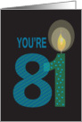 Birthday for 81 Year Old, You’re 81 with Large Candle card