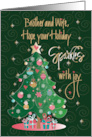 Christmas for Brother and Wife Decorated Tree Sparkles with Joy card