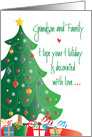 Christmas for Grandson and Family, Decorated Tree and Gifts card