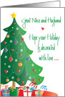 Christmas for Great Niece and Husband Decorated Tree and Gifts card