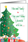 Christmas for Niece and Family, Decorated Tree and Gifts card