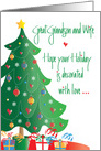 Christmas for Great Grandson and Wife Decorated Tree card