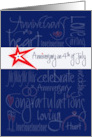 Anniversary on 4th of July, Stars, Fireworks with Hand Lettering card