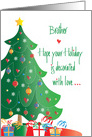 Christmas Decorated with Love for Brother, Tree and Ornaments card