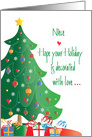 Christmas Decorated with Love for Niece, Tree and Ornaments card