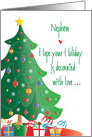 Christmas Decorated with Love for Nephew, Tree and Ornaments card