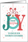 Business Hand Lettered Christmas Joy Ornament for Customers card