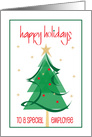 Hand Lettered Business Christmas for Employee, Tree with Star card