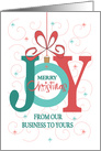 Hand Lettered Business Christmas, Joy from Our Business to Yours card