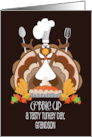 Thanksgiving for Grandson Turkey with Chef’s Hat with Pumpkin Pie card