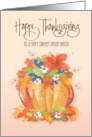 Hand Lettered Thanksgiving for Great Niece Fall Floral Pumpkin Vase card