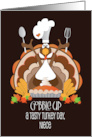 Thanksgiving for Niece, Turkey with Chef’s Hat and Pumpkin Pie card