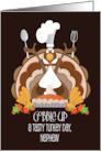 Thanksgiving for Nephew, Turkey with Chef’s Hat and Pumpkin Pie card