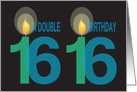 Birthday for Twin 16 Year Olds, Double Birthday with Candles card