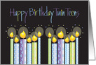 Birthday for Twin Boy Teens, Colorful Patterned Candles card