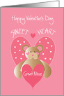 Valentines’ Day for Great Niece, Sweetheart Bear with Pink Heart card