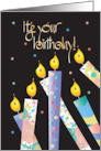 Hand Lettered It’s Your Birthday Patterned Candles with Confetti card