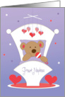 First Valentine’s Day Great Nephew Bear in Cradle with Hearts card