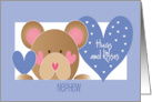 First Valentine’s Day for Nephew Hugs and Kisses Bear with Hearts card