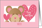 First Valentine’s Day for Niece with Hugs and Kisses Bear and Heart card