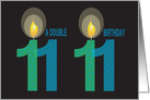 Twin 11 Year Old Birthday, Double Birthday with Candles card