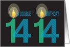 Twin 14 Year Old Birthday, Double Birthday with Candles card