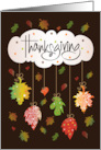 Hand Lettered Thanksgiving Dangling Decorated Brilliant Fall Leaves card