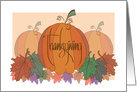 Hand Lettered Thanksgiving with Pumpkin Trio and Fall Leaves card