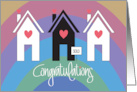 Congratulations on Selling Home Trio of Homes Rainbow and Hearts card