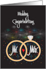 New Year’s Eve Wedding Congratulations Rings and Fireworks card