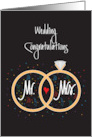 New Year’s Wedding Congratulations, Overlapping Rings and Confetti card