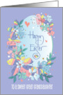 Hand Lettered Easter for Great Granddaughter Patterned Flowers and Egg card