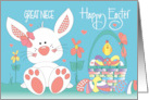 Hand Lettered Easter for Great Niece White Bunny and Easter Egg Basket card