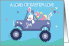 Hand Lettered Easter for Son Monster Truck Bunny with Decorated Eggs card