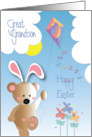 Hand Lettered Easter for Great Grandson Bunny in Eggshell with Bird card