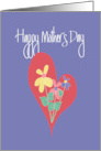 Hand Lettered Mother’s Day, Heart & Bouquet of Colorful Flowers card