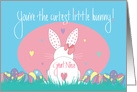 1st Easter for Great Niece, Cutest Little Bunny with Eggs & Hearts card