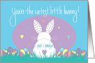 1st Easter Great Grandson, Cutest Little White Bunny, Eggs & Hearts card