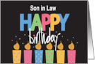 Birthday for Son in Law Large Colored Letters with Decorated Candles card