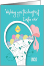 Hand Lettered Easter for Uncle Egg Basket with Decorated Eggs card