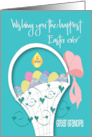 Hand Lettered Easter for Great Grandpa Easter Egg Basket and Chick card