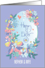 Hand Lettered Easter for Nephew and Wife Patterned Spring Flowers card