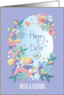 Hand Lettered Easter for Niece and Husband Patterned Spring Flowers card