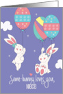 Easter for Niece White Bunnies Floating with Decorated Egg Balloons card