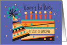 Hand Lettered Birthday for Great Grandpa Birthday Cake and Party Hat card