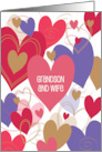 Valentine for Grandson & Wife with Brightly Colored Heart Collage card