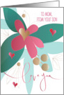 Hand Lettered Mother’s Day to Mom Love You from Son Flower and Hearts card