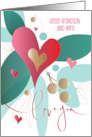 Hand Lettered Valentine’s Day Great Grandson and Wife Heart Flower card