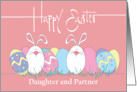 Hand Lettered Easter for Daughter and Partner Egg and Bunny Line Up card