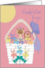 Mother’s Day from Pet Cat with White Spring Flower Basket and Kitty card